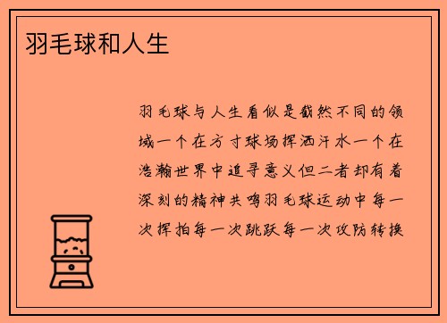 羽毛球和人生