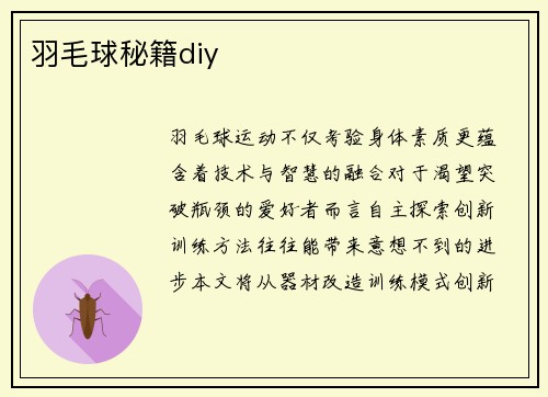 羽毛球秘籍diy